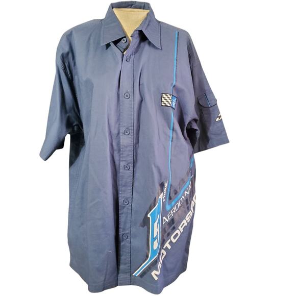 Motorsports Blue Button-down Shirt Large - Picture 1 of 5